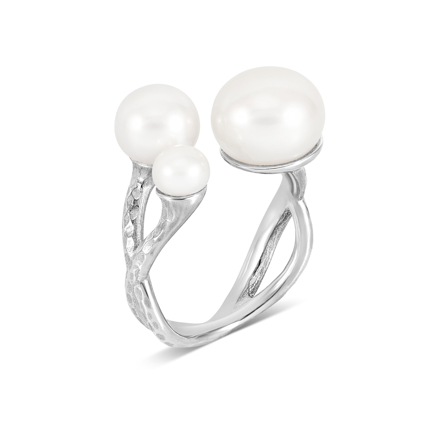 Dower & Hall Women's Silver Statement Triple Luna Pearl Ring In Silver
