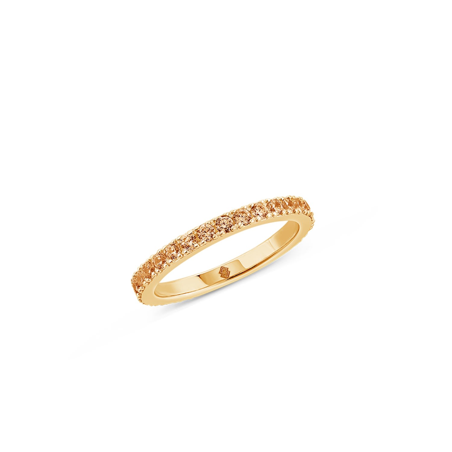 Sally Skoufis Women's Yellow / Orange Complete Ring With Man Made Champagne Cz Diamond Stimulant In Sterling Silve In Orange