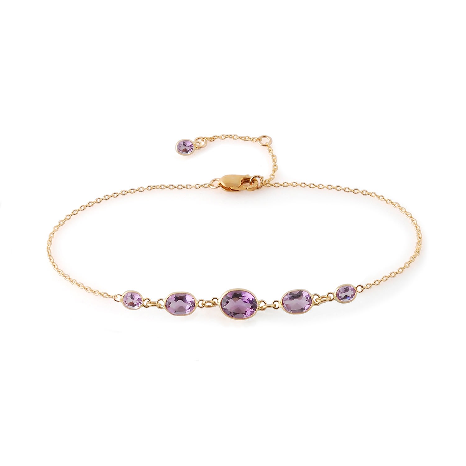 Women’s Gold / Pink / Purple Five Stone Bezel Set Amethyst Bracelet In 14 Karat Yellow Gold Amy Gambill Designs