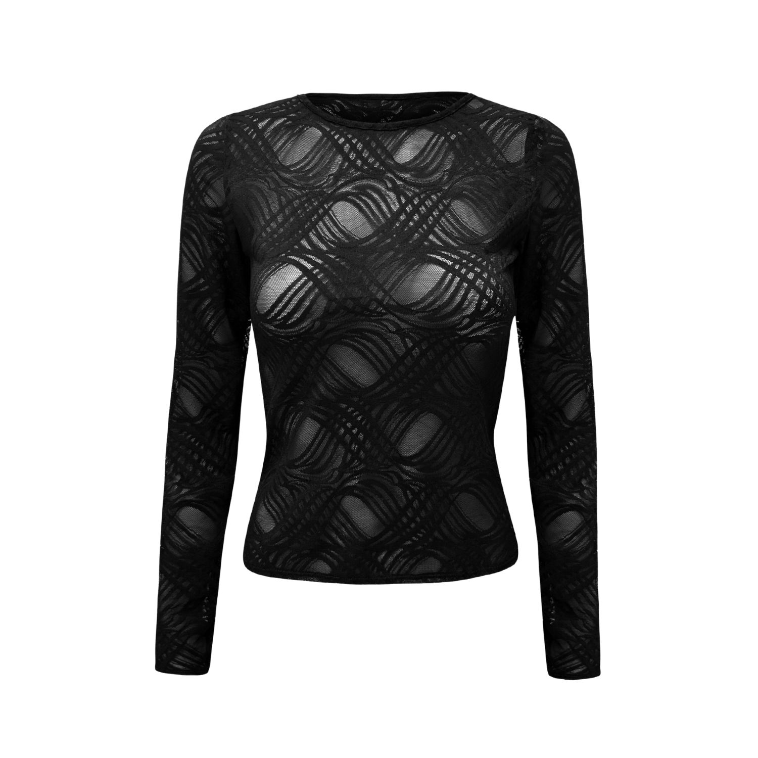Ow Collection Women's Lucy Tie Neck Lace Top - Black In Black