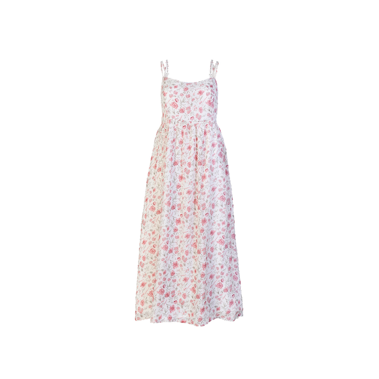 Reistor Women's Pink / Purple Strappy Gathered Petal Fusion Midi Crepe Dress In Pink/purple