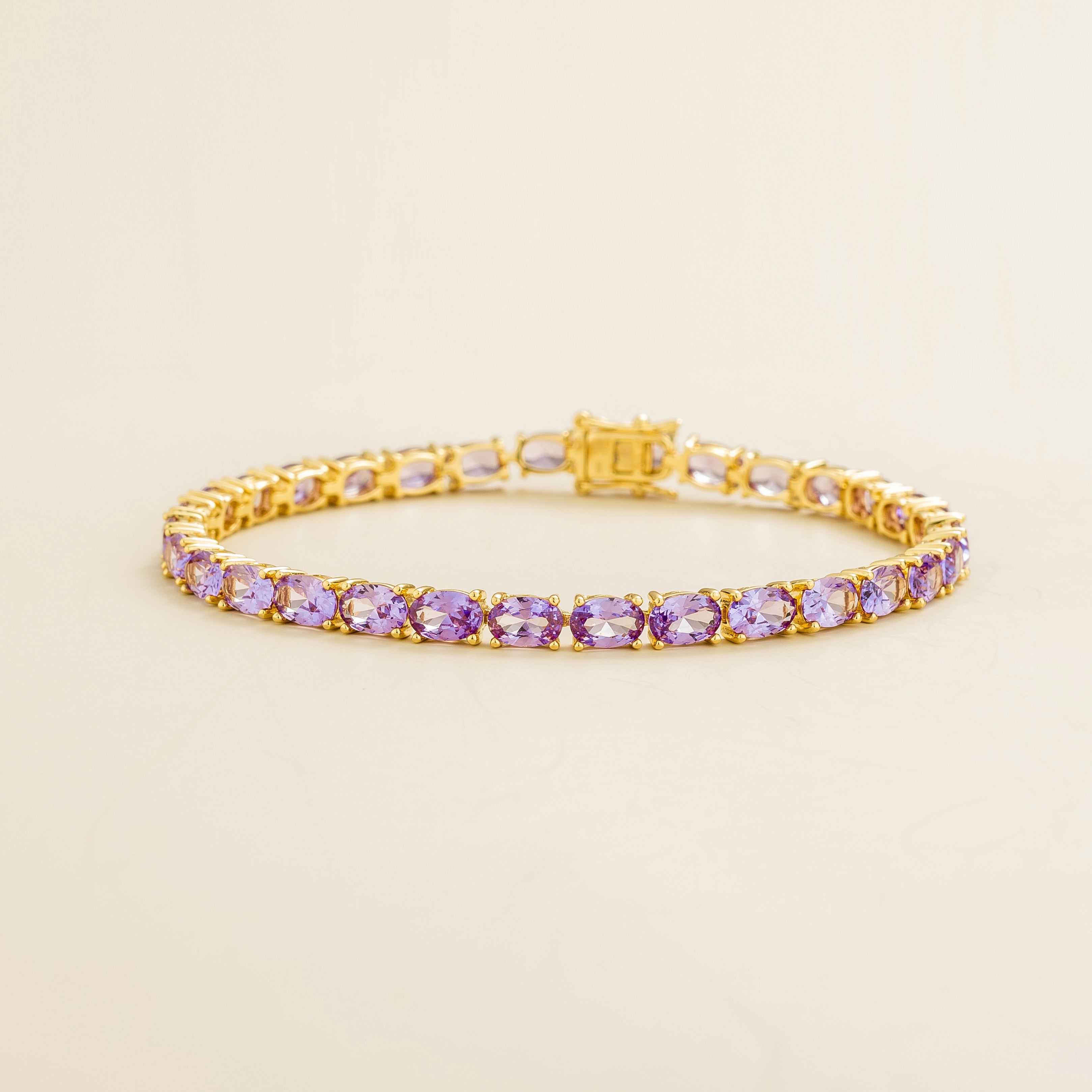 Juvetti Women's Gold / Pink / Purple Salto Gold Tennis Bracelet In Purple Sapphire