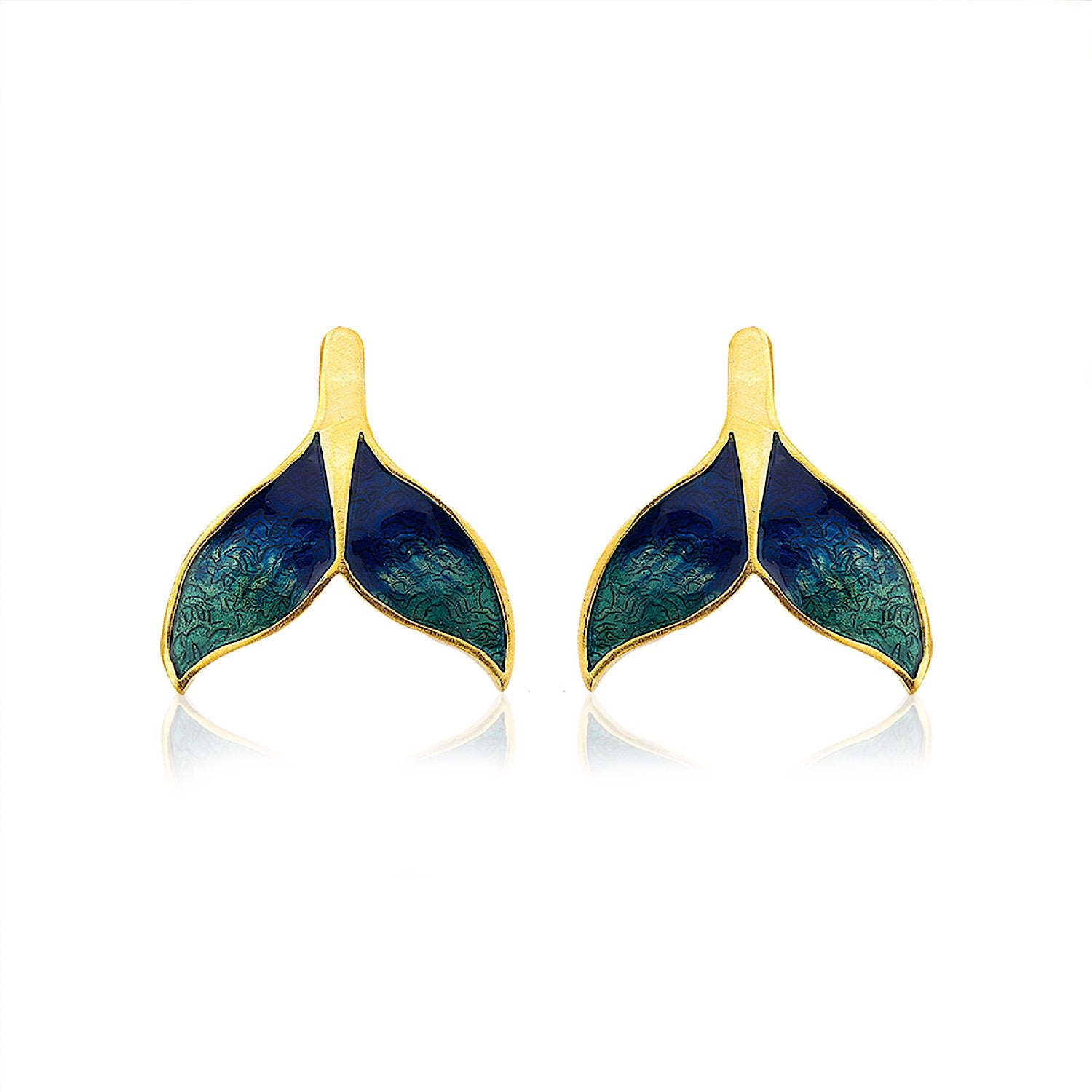 Milou Jewelry Women's Green & Navy Blue Whale Tail Earrings In Green