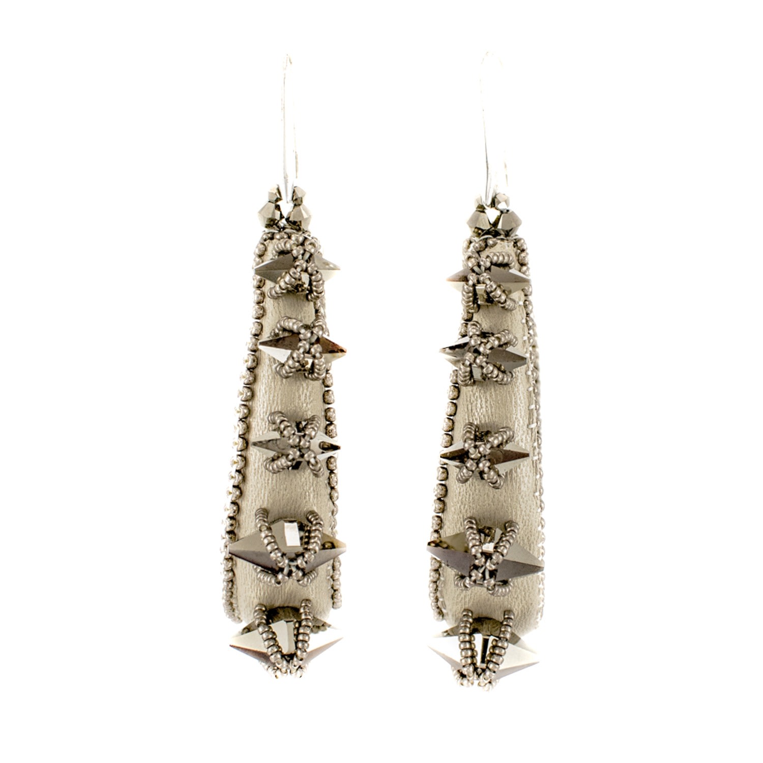 Women’s Neutrals Bella Spiked Beige Large Earrings Eleve Jewels