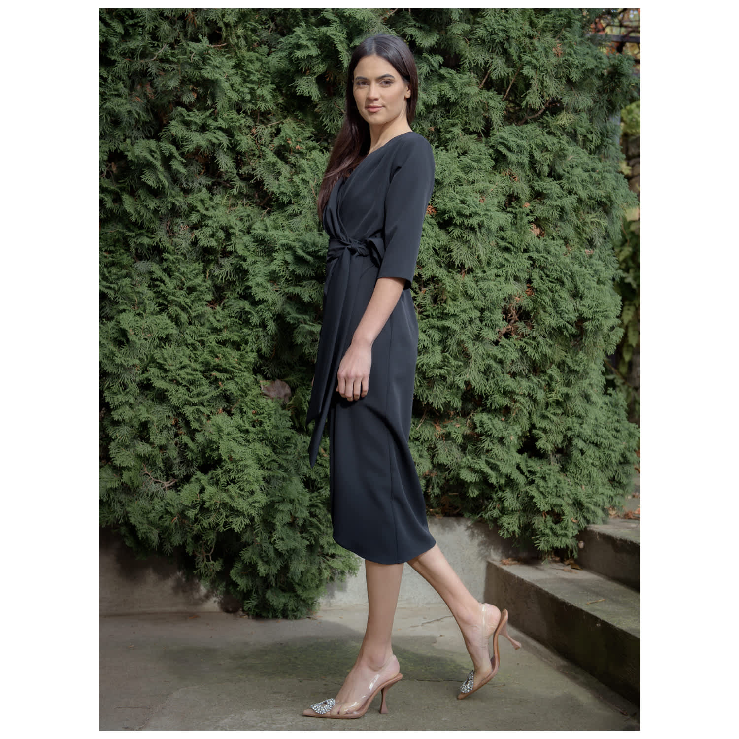 ankle length wrap dress Fitted Wrap Dress