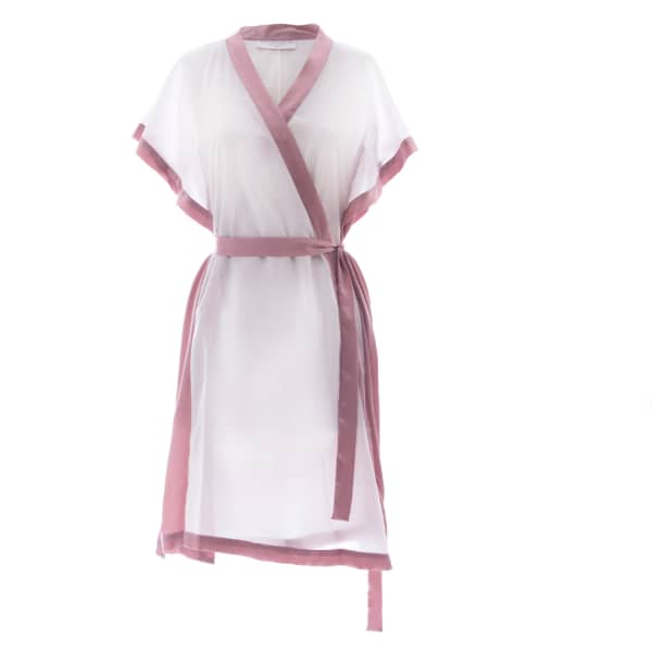 Roses Are Red Women's Pink / Purple / White Morning Quote Kimono White & Pink