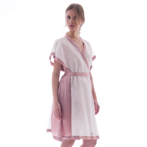 Roses Are Red Women's Pink / Purple / White Morning Quote Kimono White & Pink