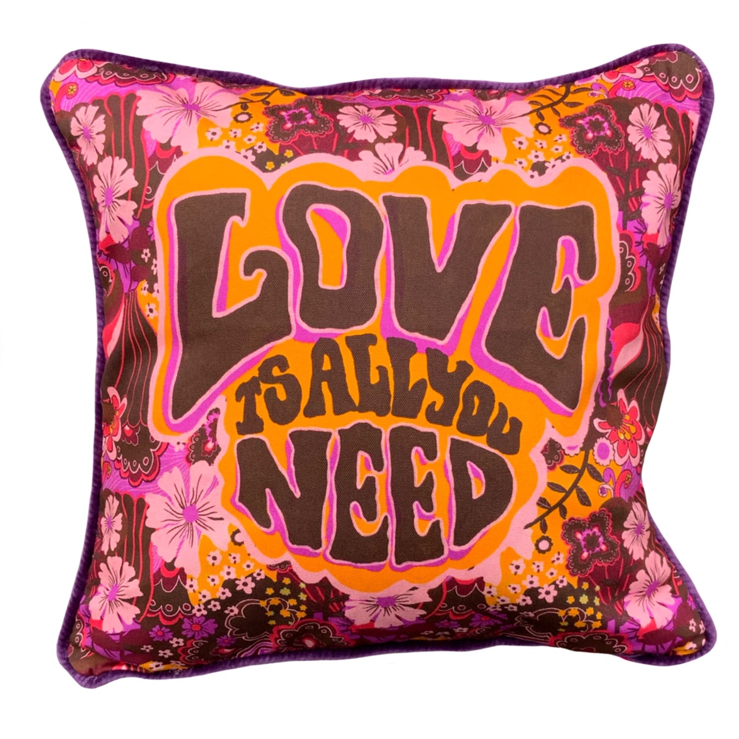 Pink / Purple ’Love Is All You Need’ Cushion One Size The Neighbourhood Threat