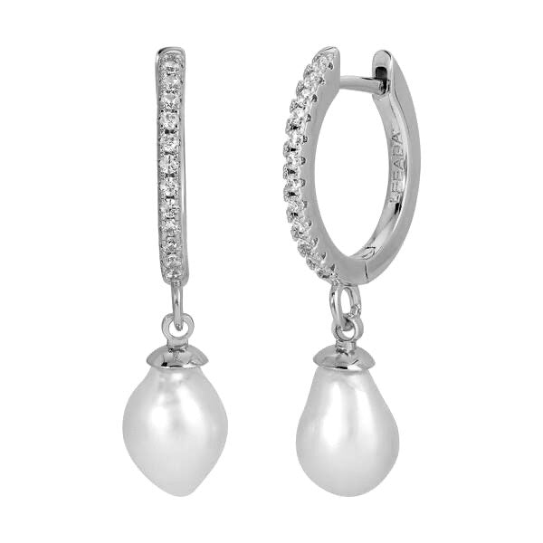 Women’s Effie Pearl Drop Huggies - Silver Leeada Jewelry