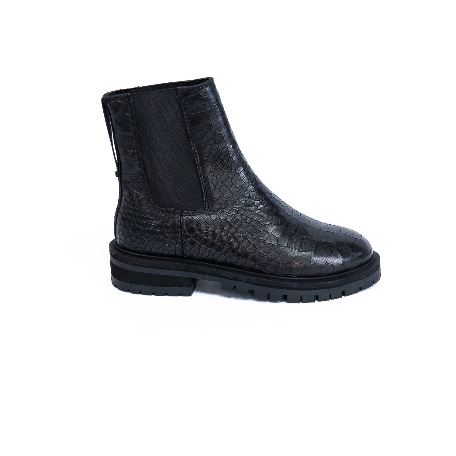 Asra Women's Clovie Black Croc Chelsea Boot