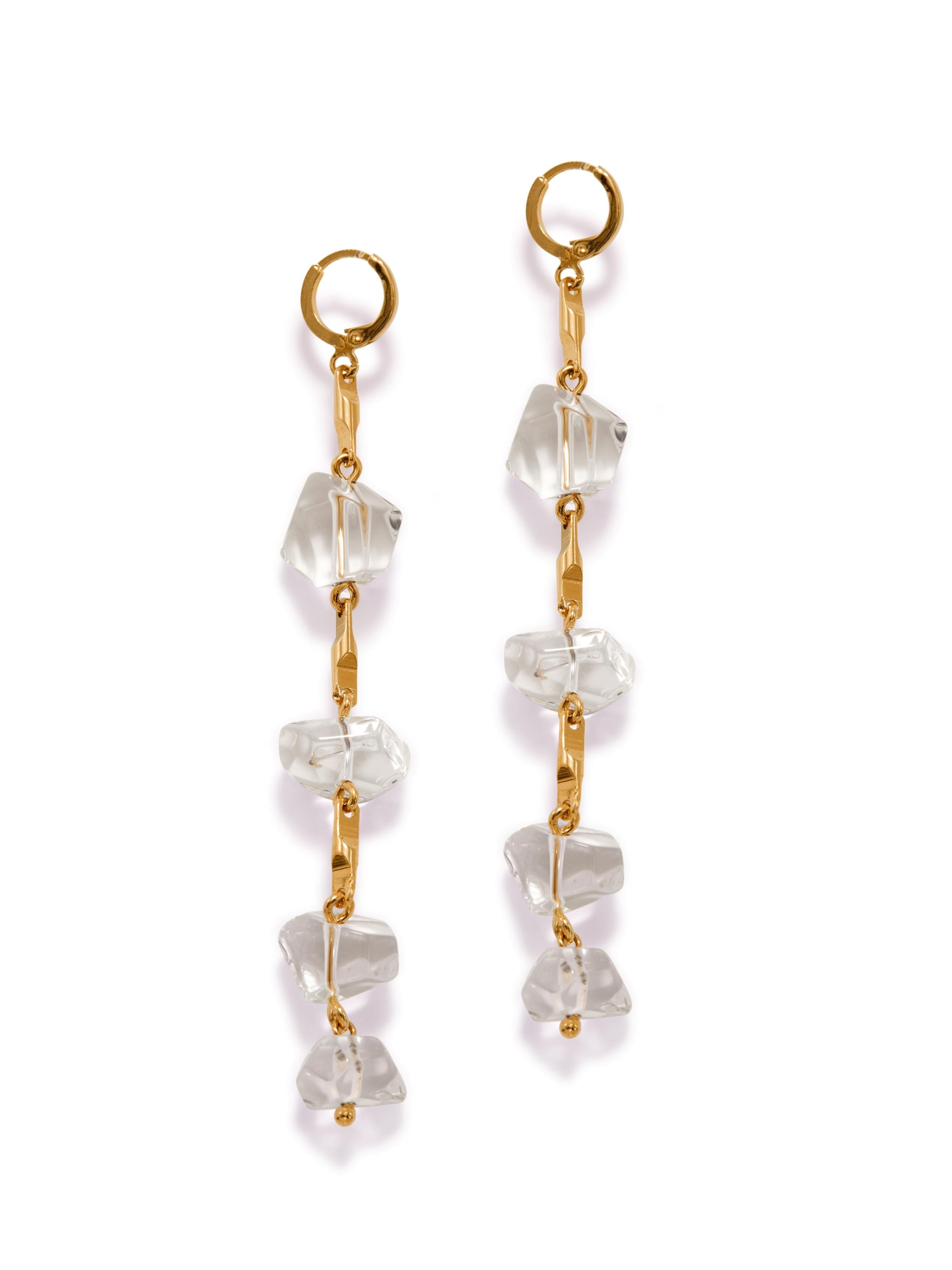 Jaredjamin Women's Ice Dangle Gold Leverback Earrings