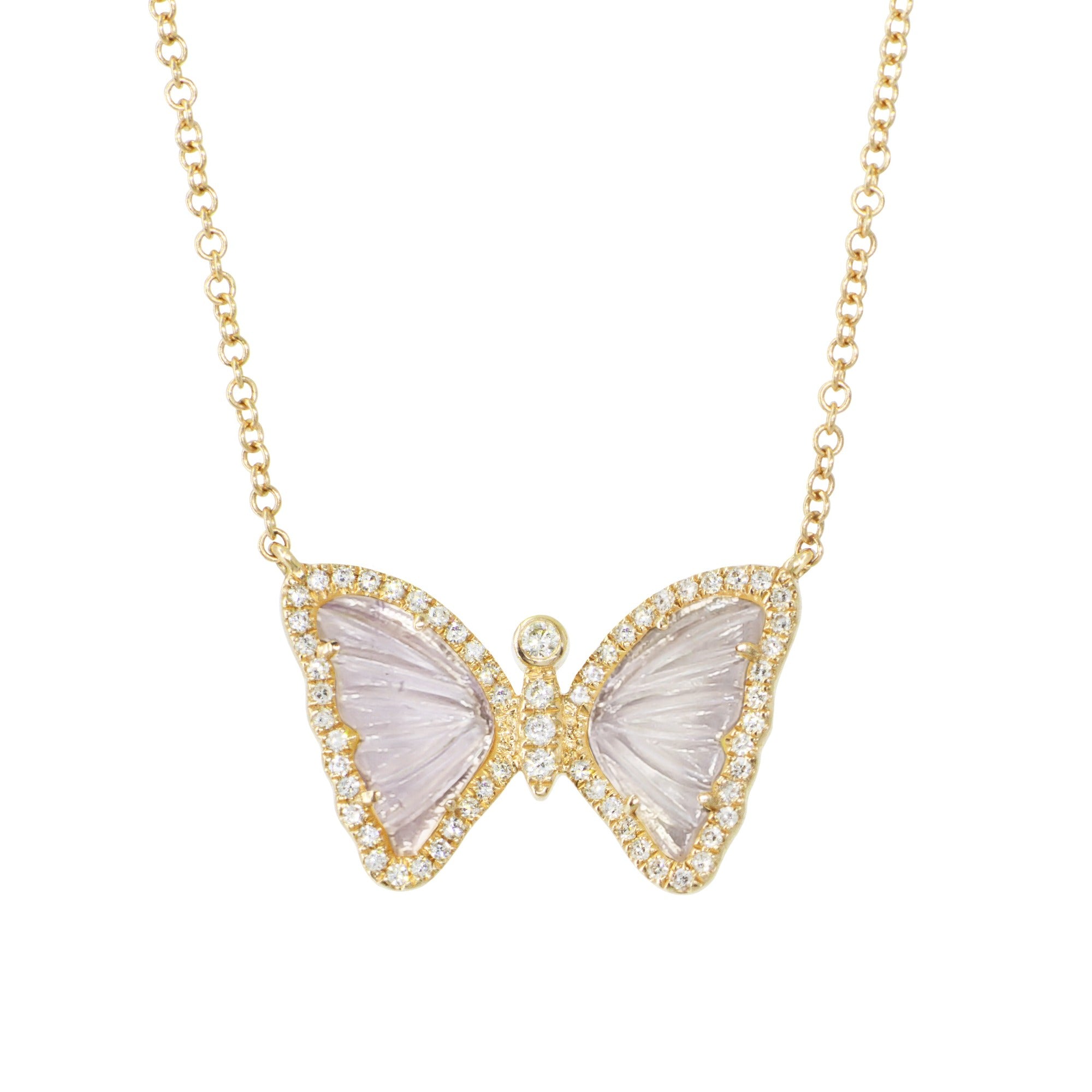 Kamaria Women's Pink / Purple Mini Pink Amethyst Butterfly Necklace With Diamonds