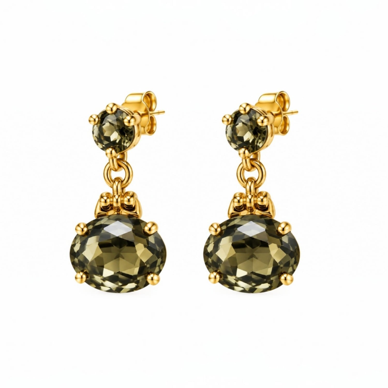 Vstyle Women's Green Olive Crystal Drop Earrings