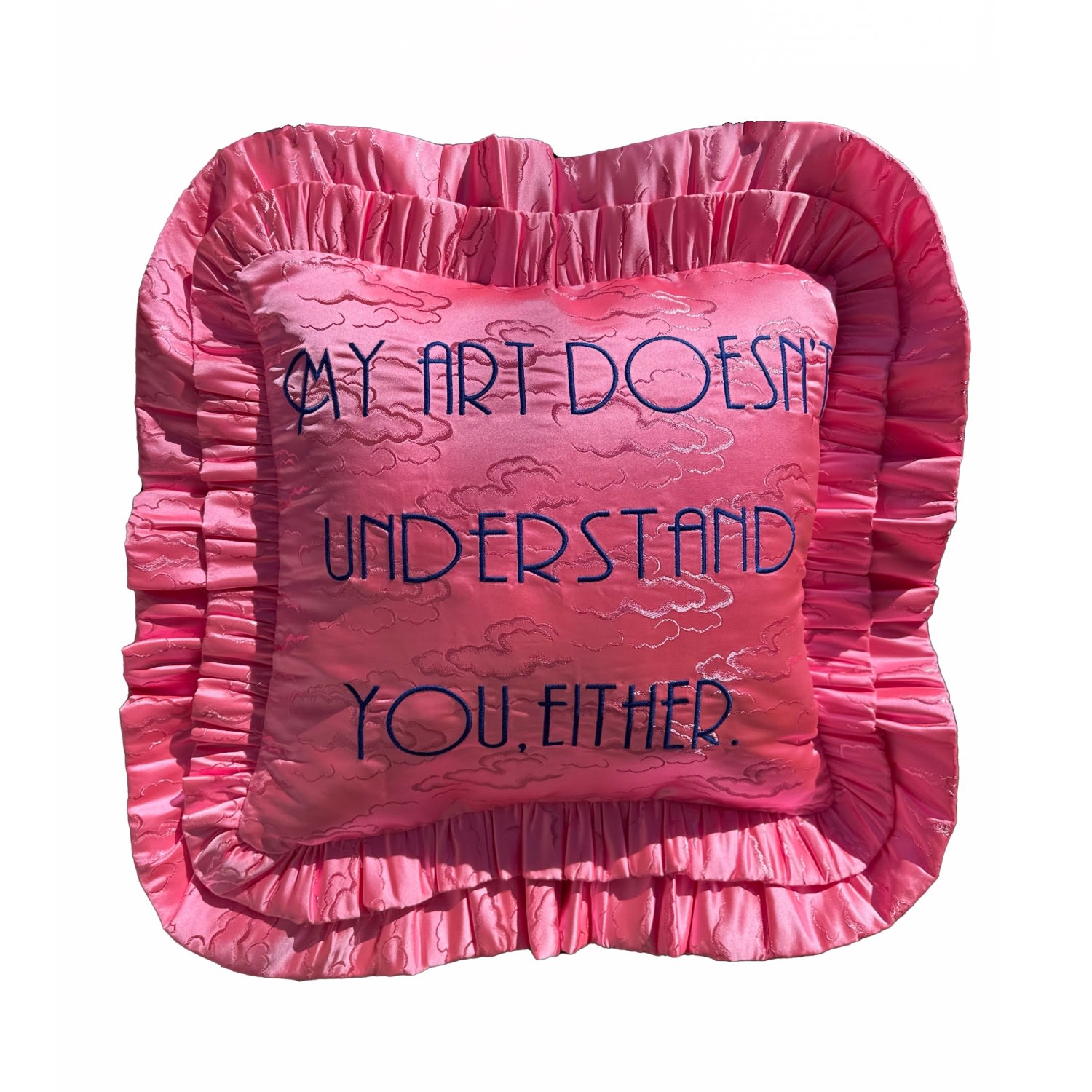 Pink / Purple My Art Doesn’t Understand You, Either. Pink Cloud Jacquard Pillow. Madeleine Simon Studio