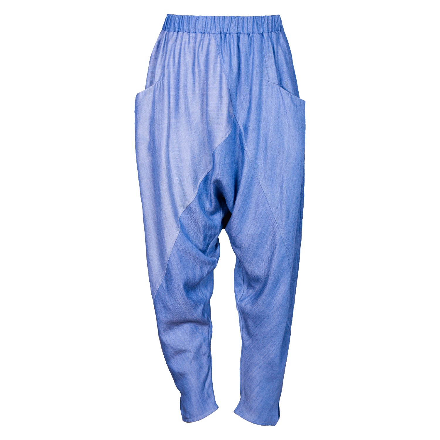 Blue Tencel Denim Drop Crotch Pant Extra Large Carlton Jones