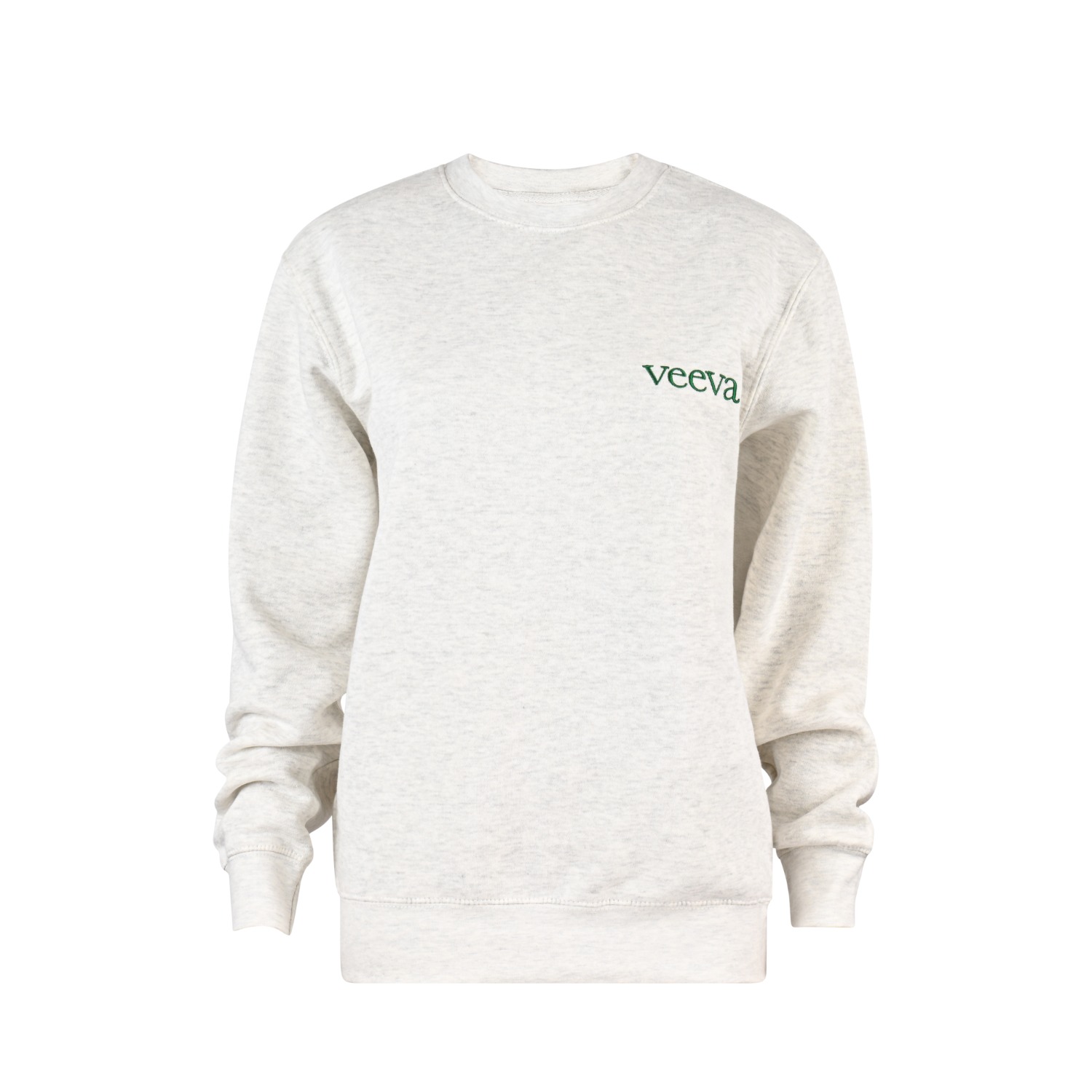 Veeva Women's Grey  Crewneck Sweatshirt In White