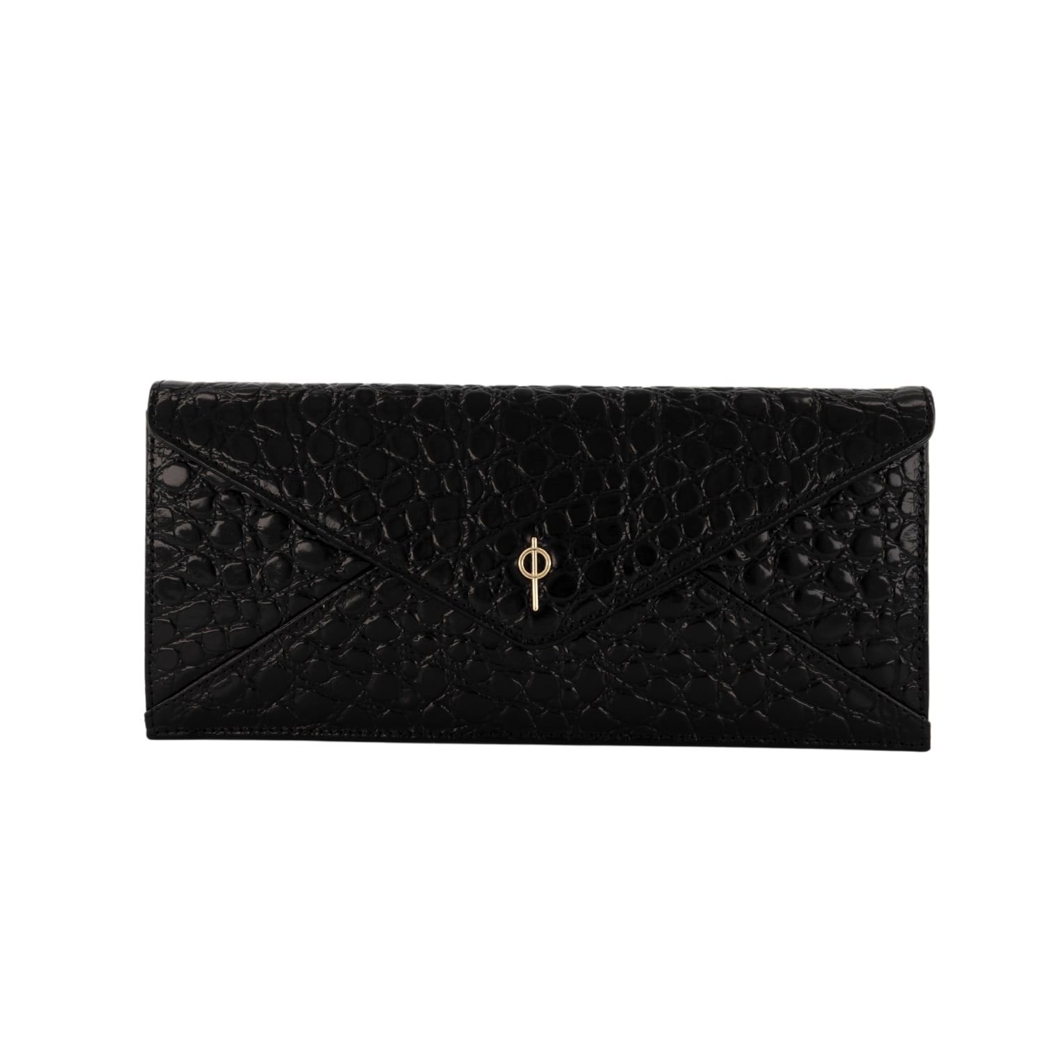 Otrera Women's Croco Night Clutch Bag Black In Black