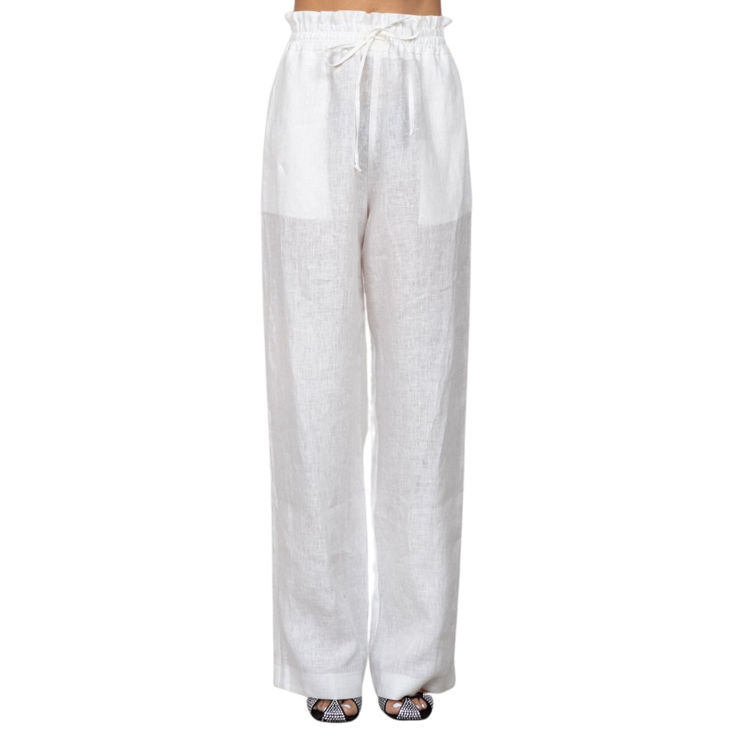 Cliche Reborn Women's Long Linen Trousers In White