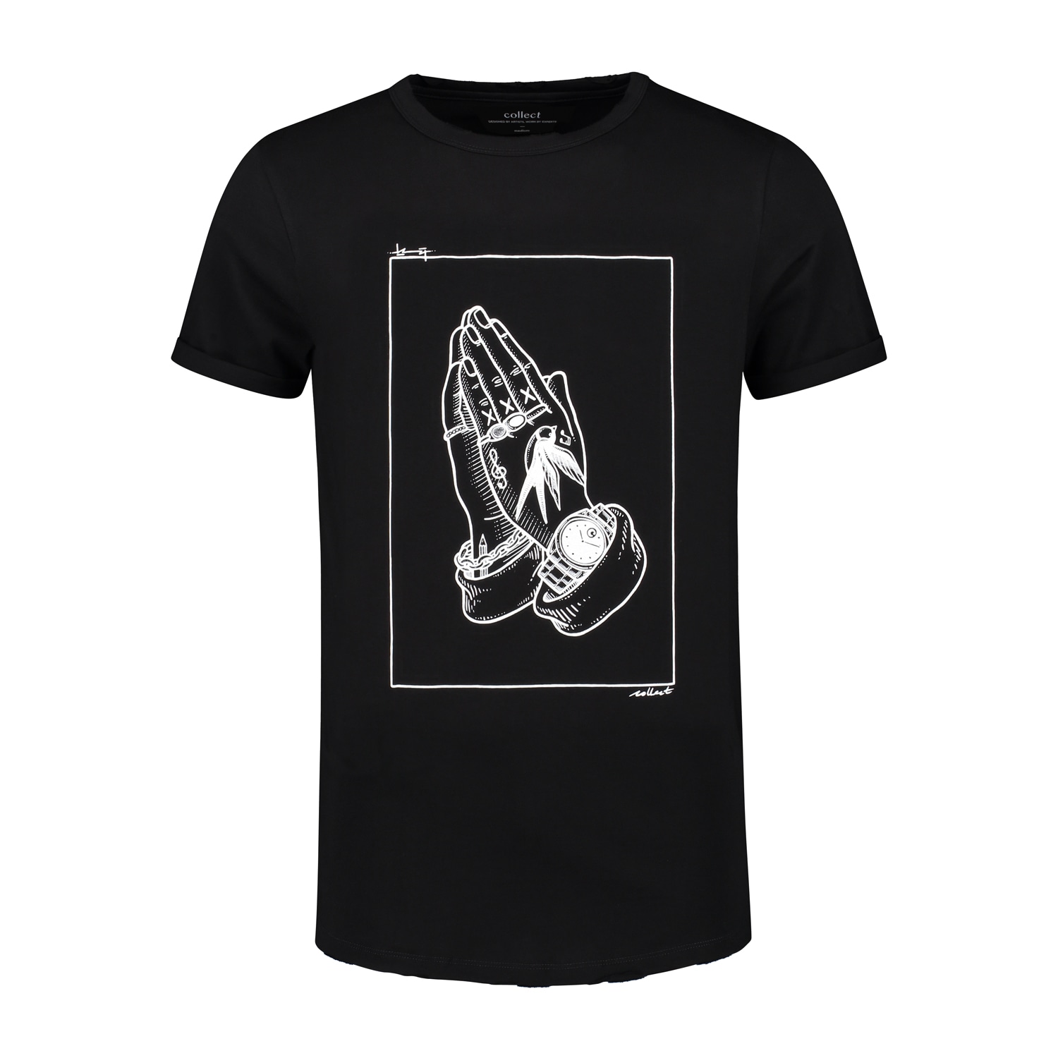 Collect The Label Men's White Pray Tee Black In White