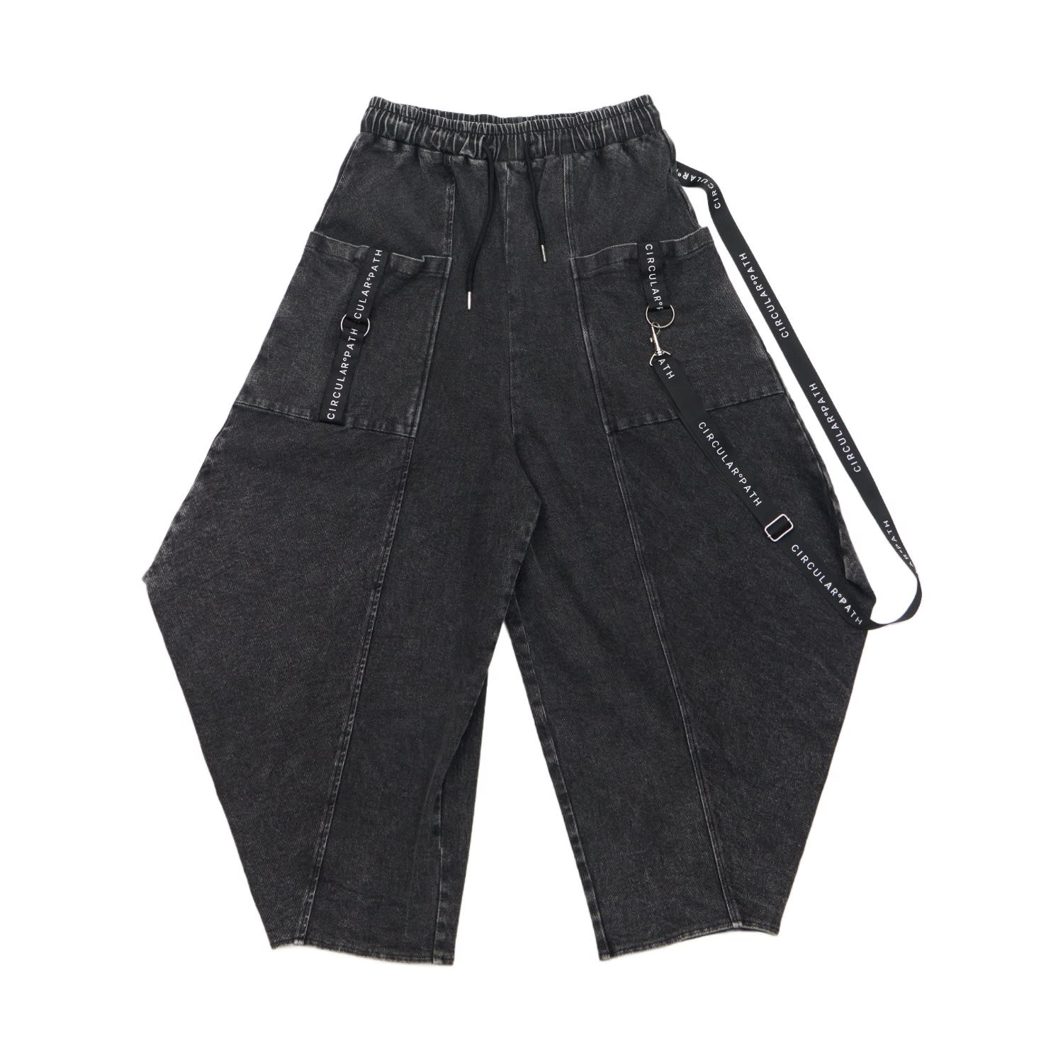 Circular Path Grey Balloon Denim Jeans In Grey