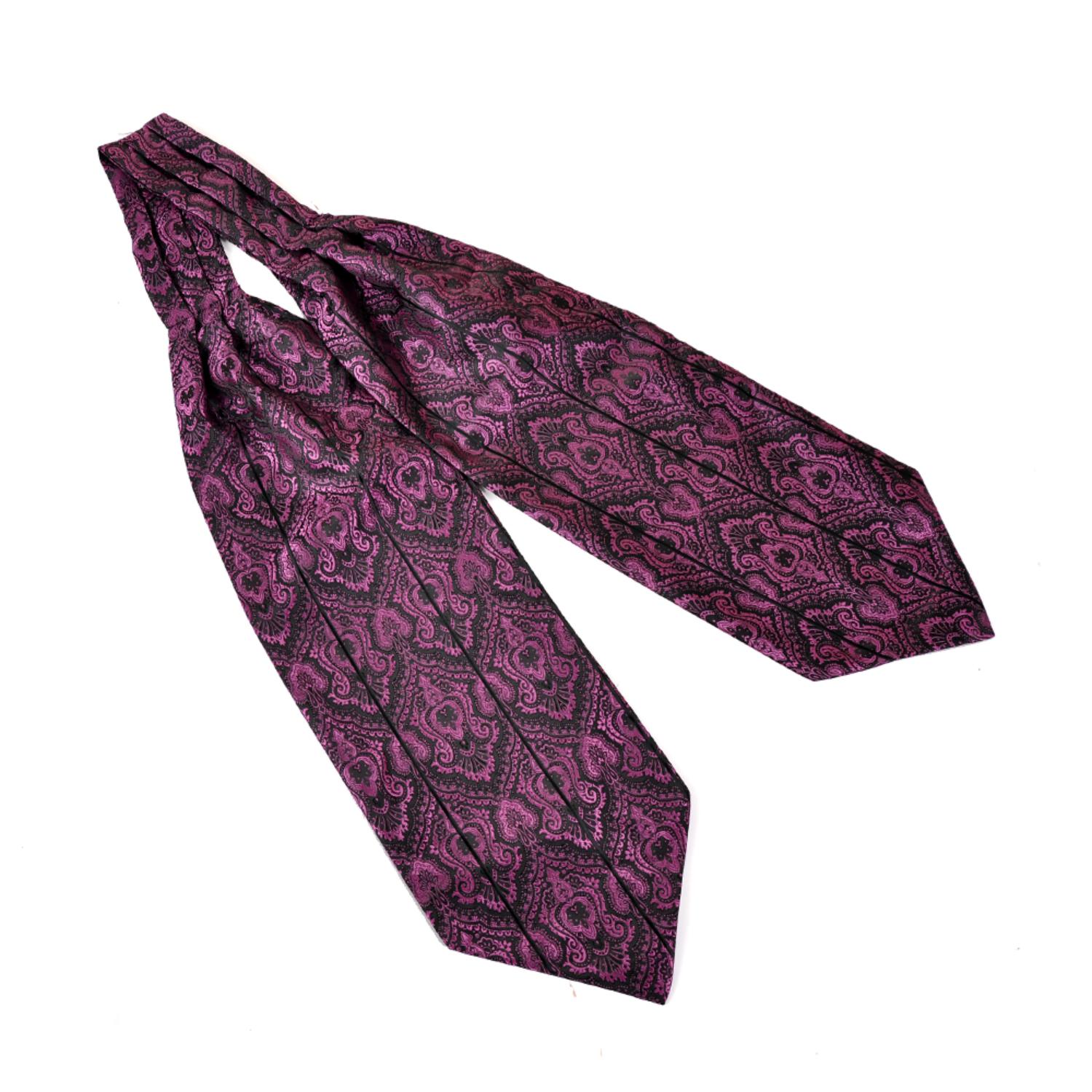 David Wej Men's Black / Pink / Purple Self Tie Paisley Cravat – Purple & Black In Black/pink/purple