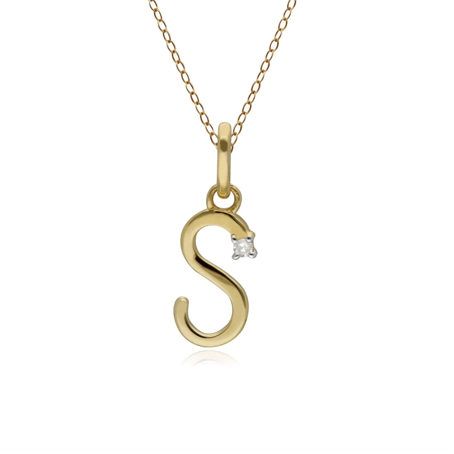 Women’s Initial S Diamond Letter Necklace In Yellow Gold Gemondo