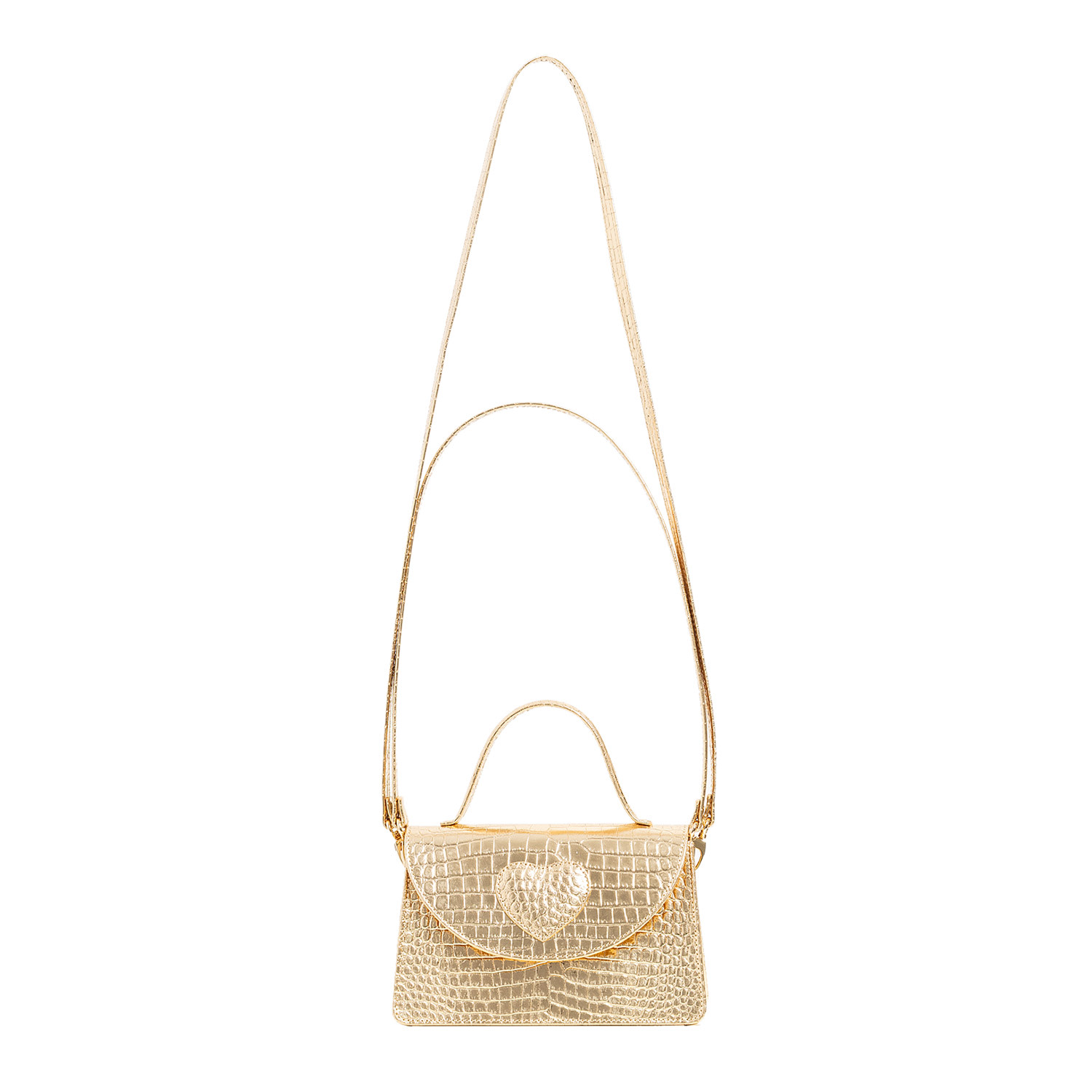 Laura Olaru Women's Amelie Gold Croco Leather Bag With Heart Attached
