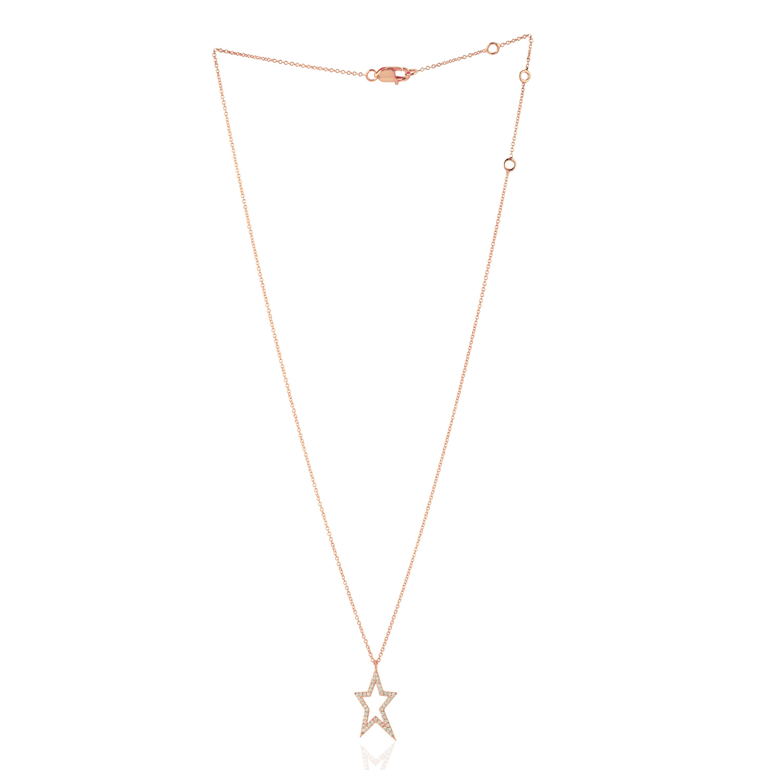 Women’s Pink / Purple / White 14K Rose Gold Micro Pave Natural Diamond Star Pendant Choker Necklace Artisan
