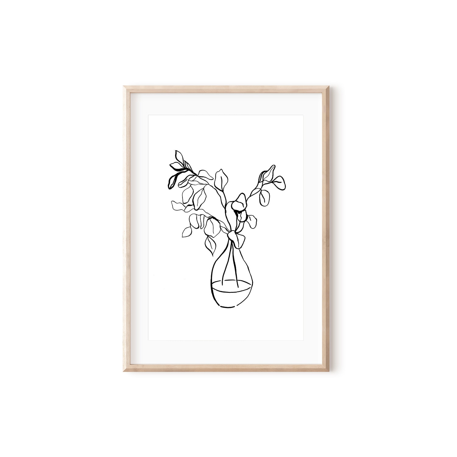 Black / White Eucalyptus Still Life Black Ink Drawing Print A3 297 X 420Mm Emily M Art & Design