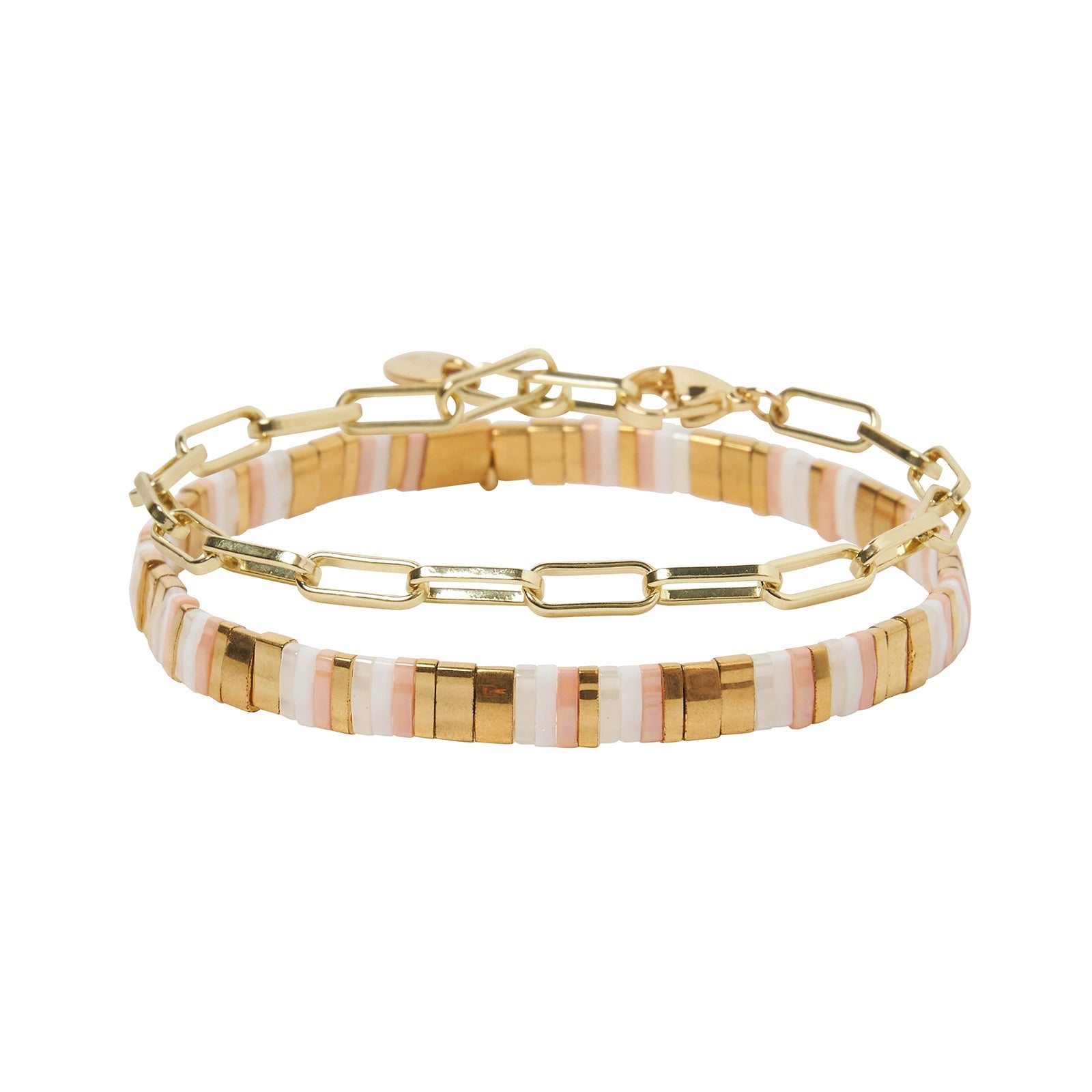 Women’s White / Rose Gold Aria Bracelet Stack - Peony Arms of Eve