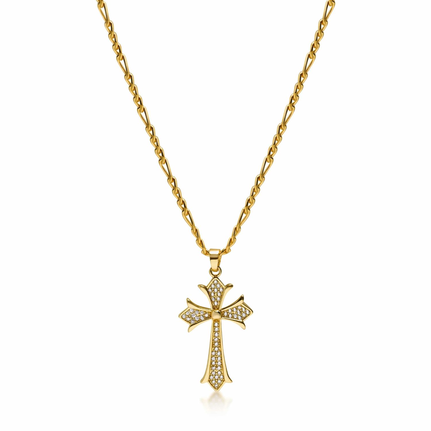Nialaya Gold Men's Cz Cross Necklace