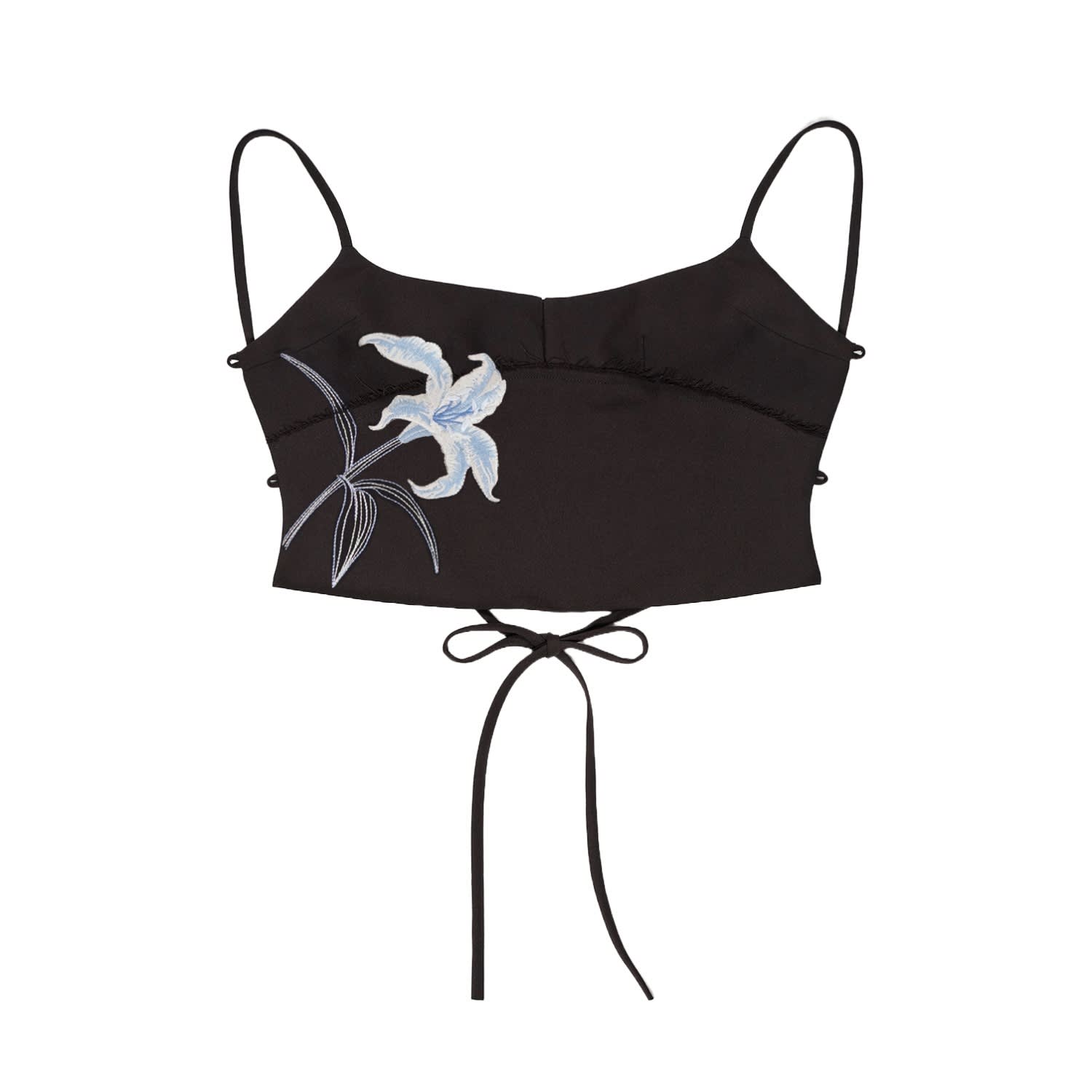 Du & Berry Women's Black Lily On The Rock Embroidery Top