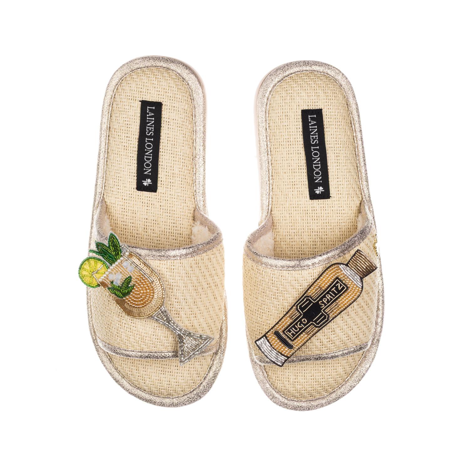 Laines London Women's Neutrals / White Straw Braided Sandals With Hugo Spritz Brooches - Cream In White