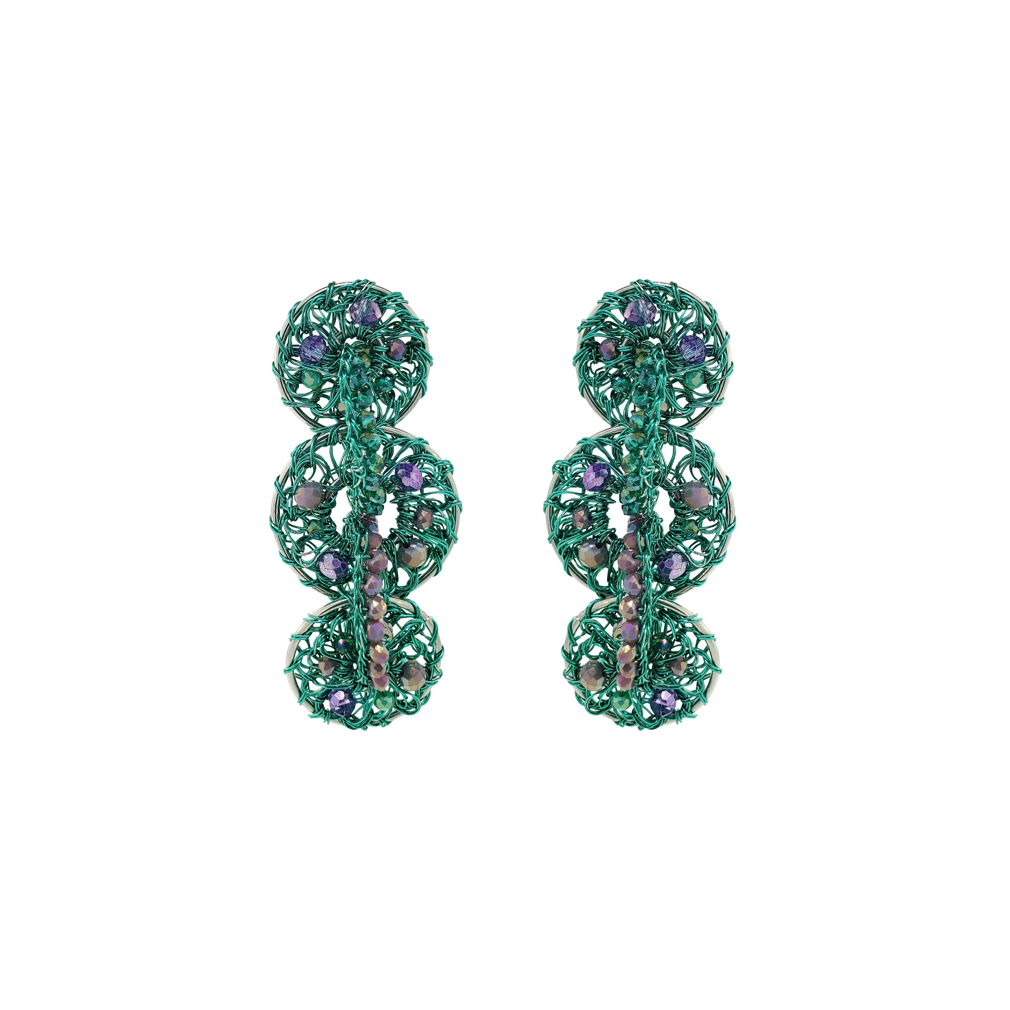 Lavish By Tricia Milaneze Women's Green / Pink / Purple Neon Turquoise Mix Moira Cascade Handmade Earrings