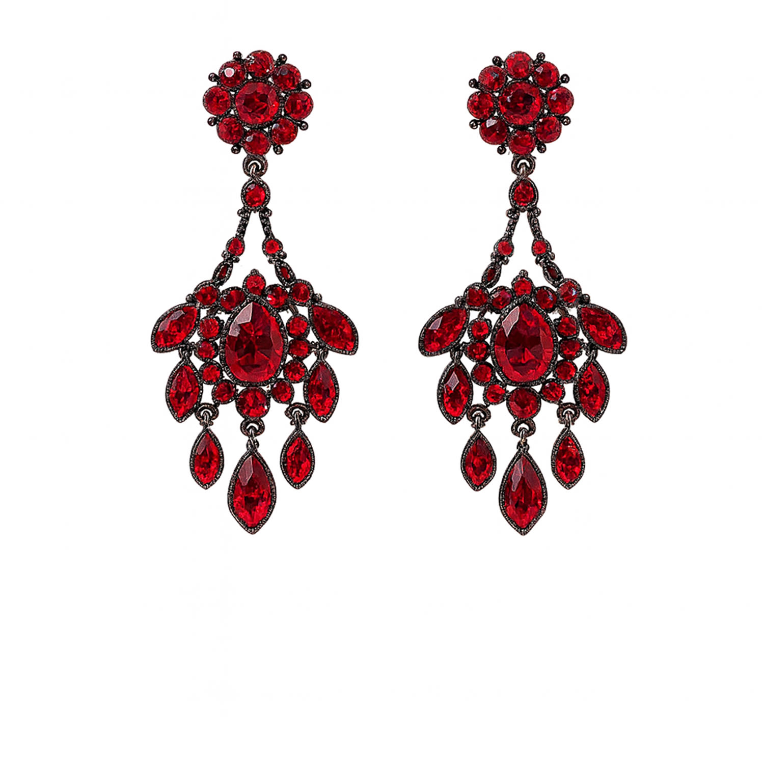 The Gala Women's Red Ruby Chandelier Cluster Earrings