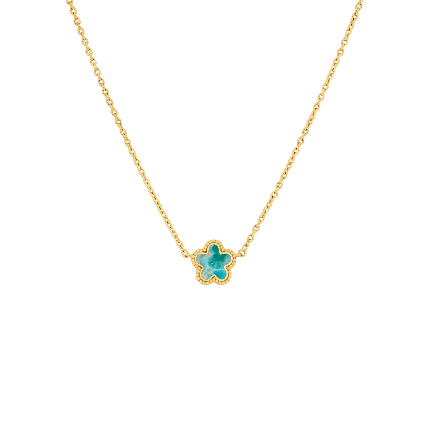 Karma And Luck Women's Green / Blue / Gold Constant Growth Turquoise Flower Gold Necklace In Gold