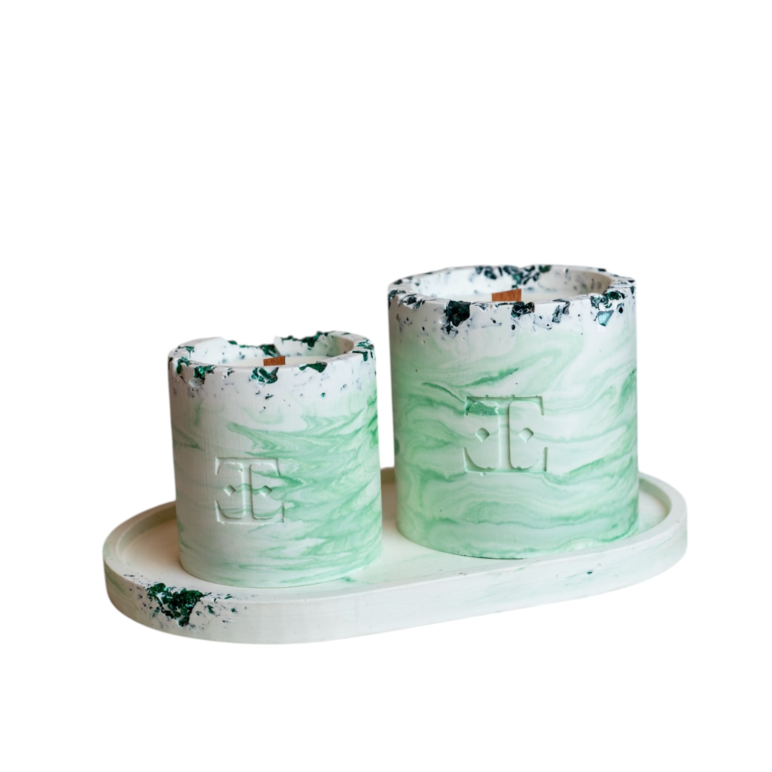 Esti Living Green Apple Frost Crystal Candle Set In Green