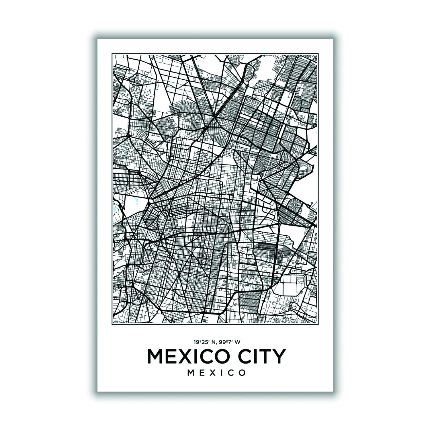 Black Map Of Mexico City Mexico Medium Stanley Print House