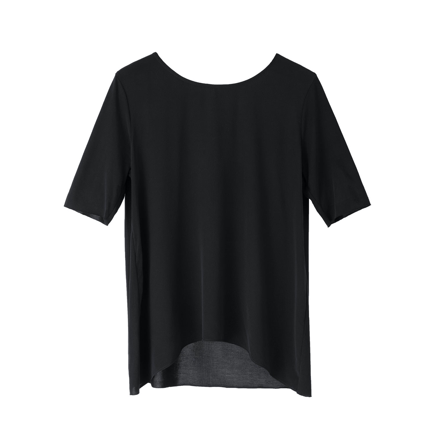 Voya Women's Black Smart Silk Tee In Black