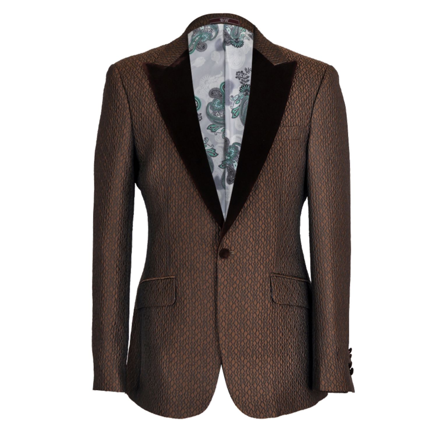 Men’s David Wej Signature Velvet Peak Lapel Blazer - Brown S