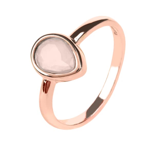 LATELITA LONDON Pisa Mini Teardrop Ring Rosegold Rose Quartz