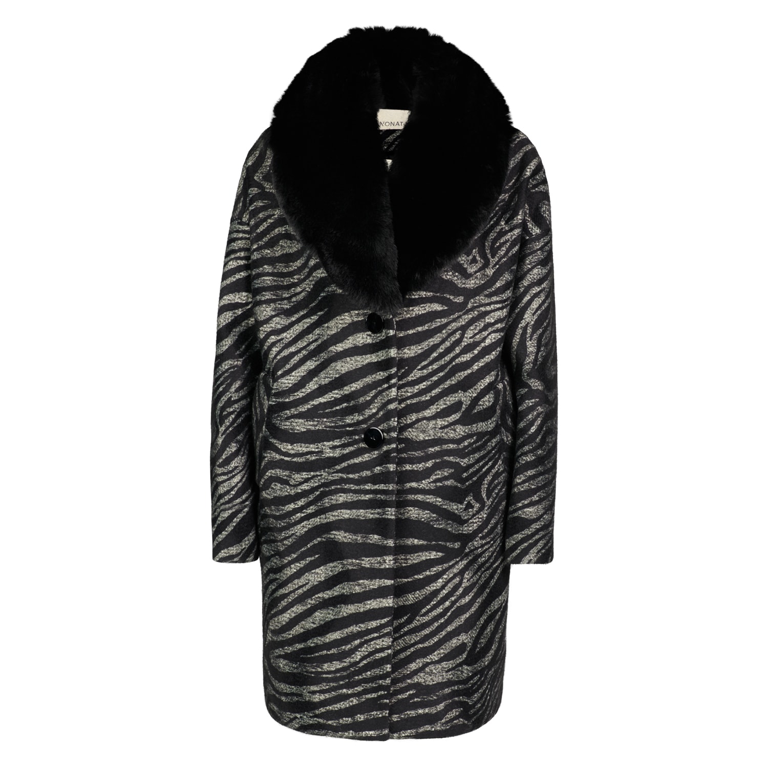 Women’s Black / Grey Zebra Print Vegan Coat S/M N’onat