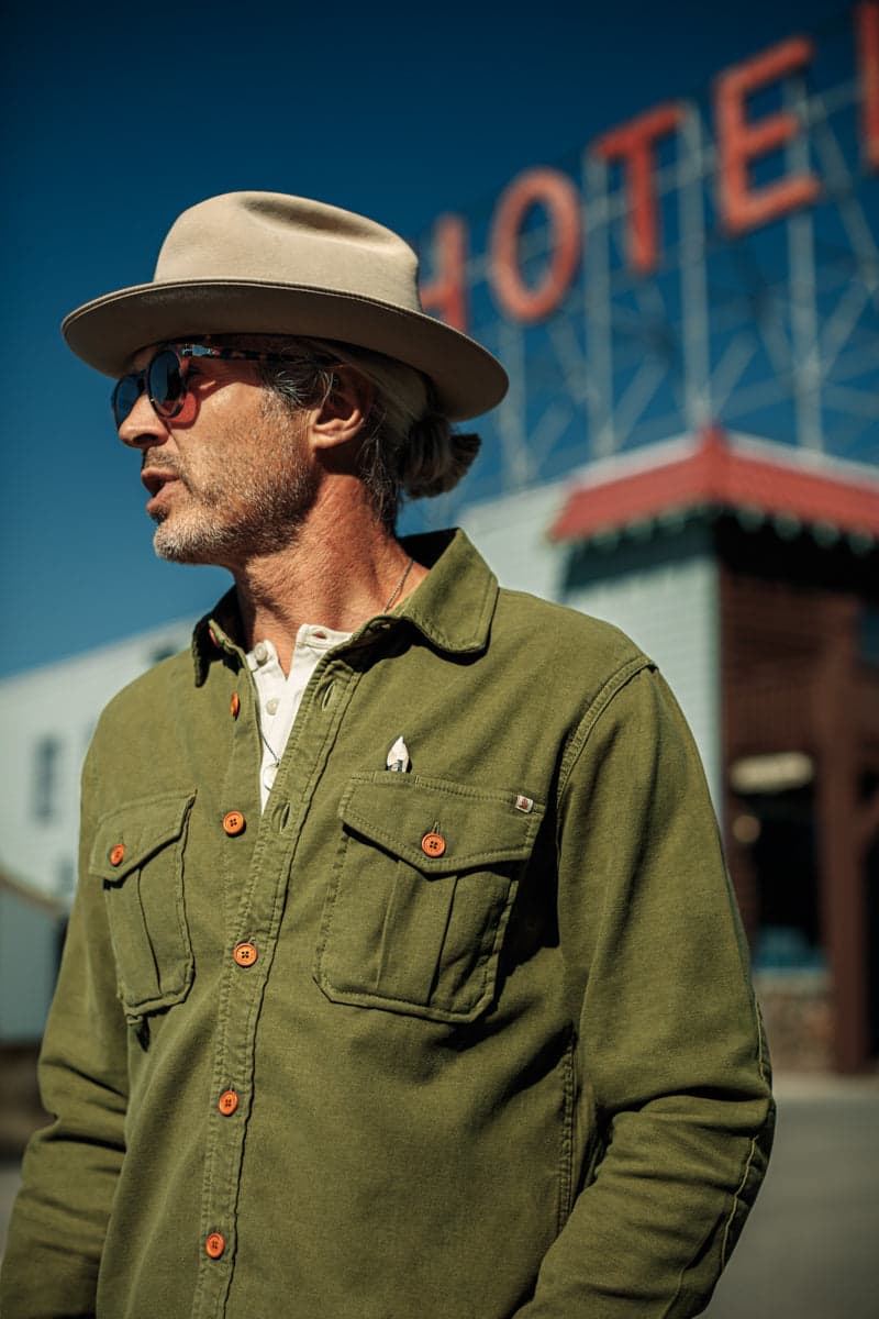 Andsons Lichen Moleskin Shirt Army Green | &SONS Trading Co | Wolf