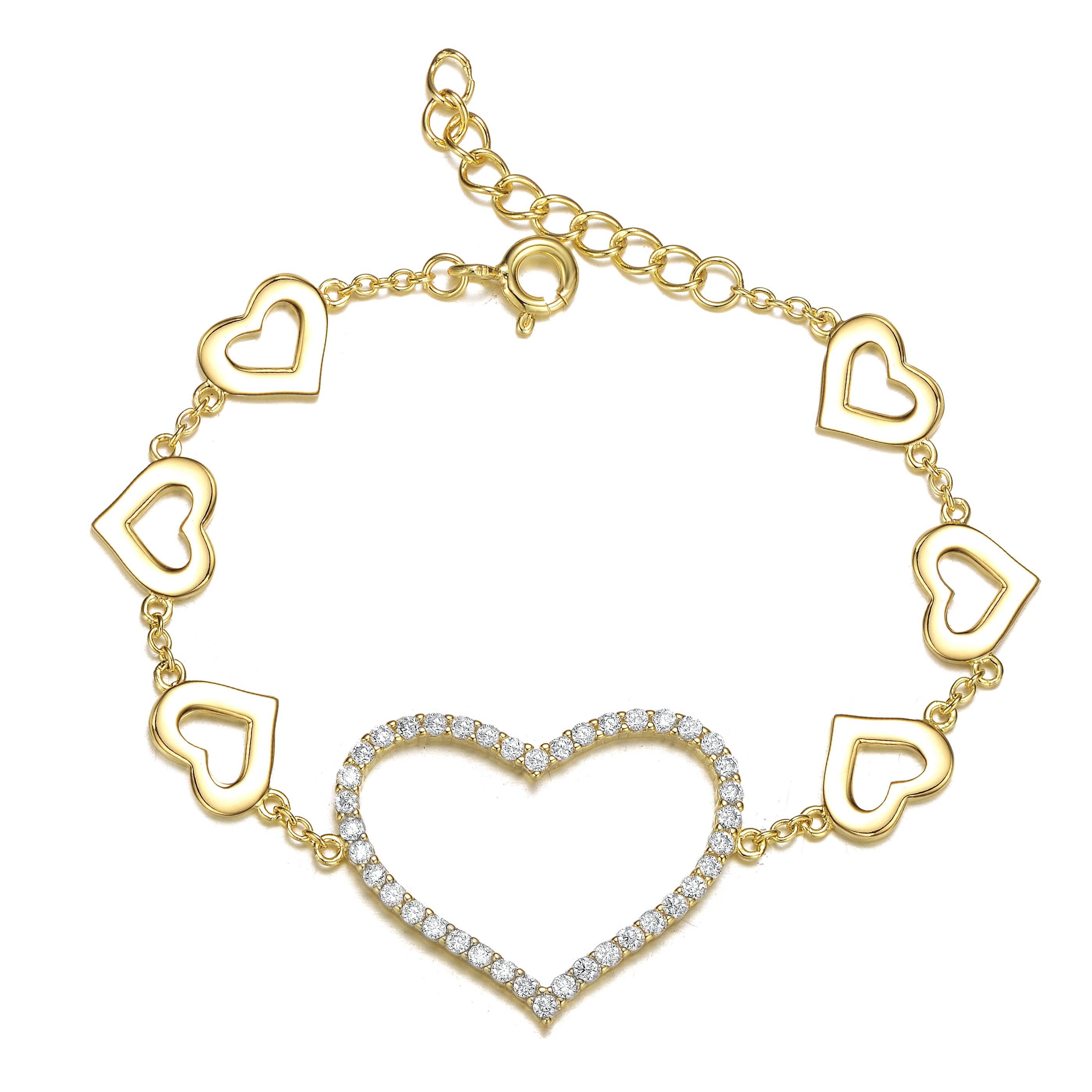 Women’s Gold / White Louise Coeur Heart Charm Bracelet Genevive Jewelry