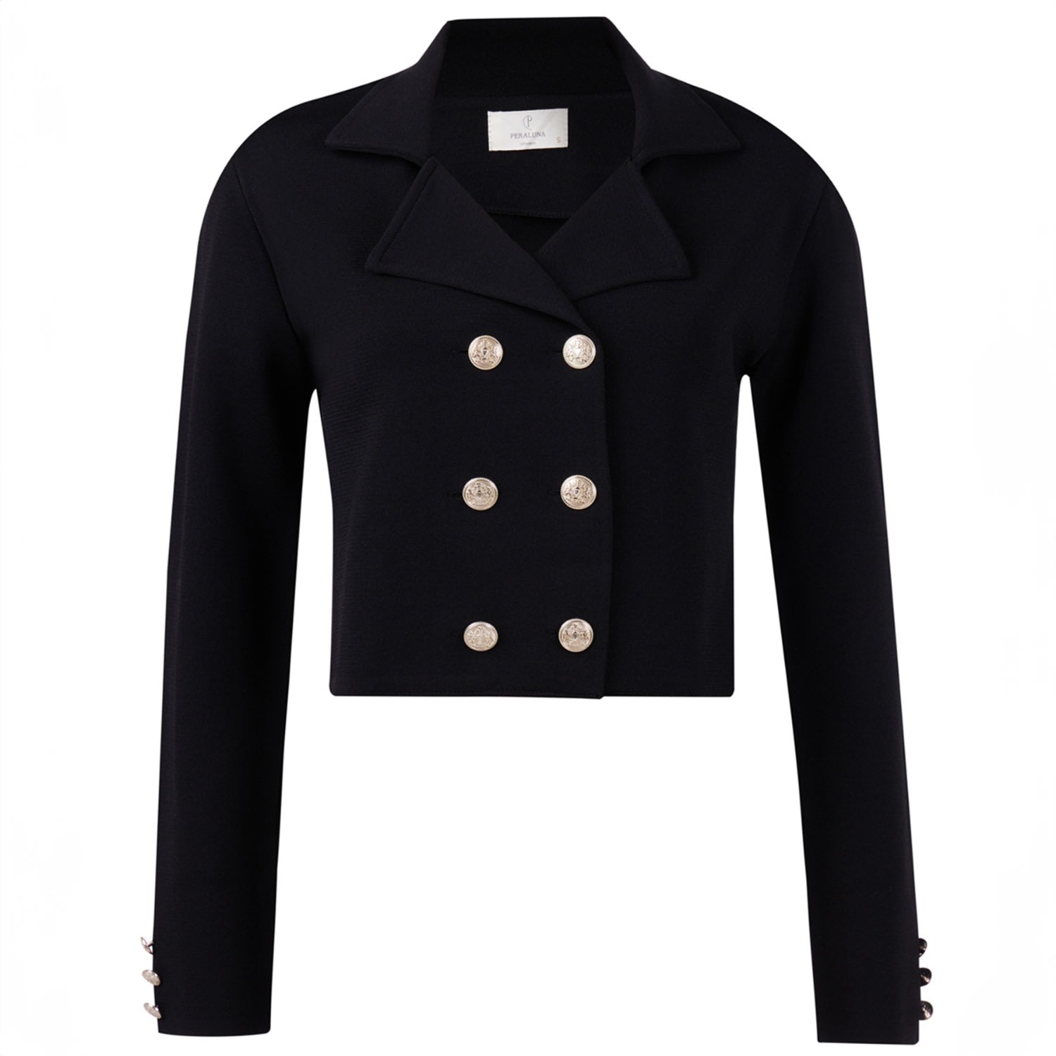 Peraluna Women's Kathy Crop Blazer Knit Jacket In Black In Black