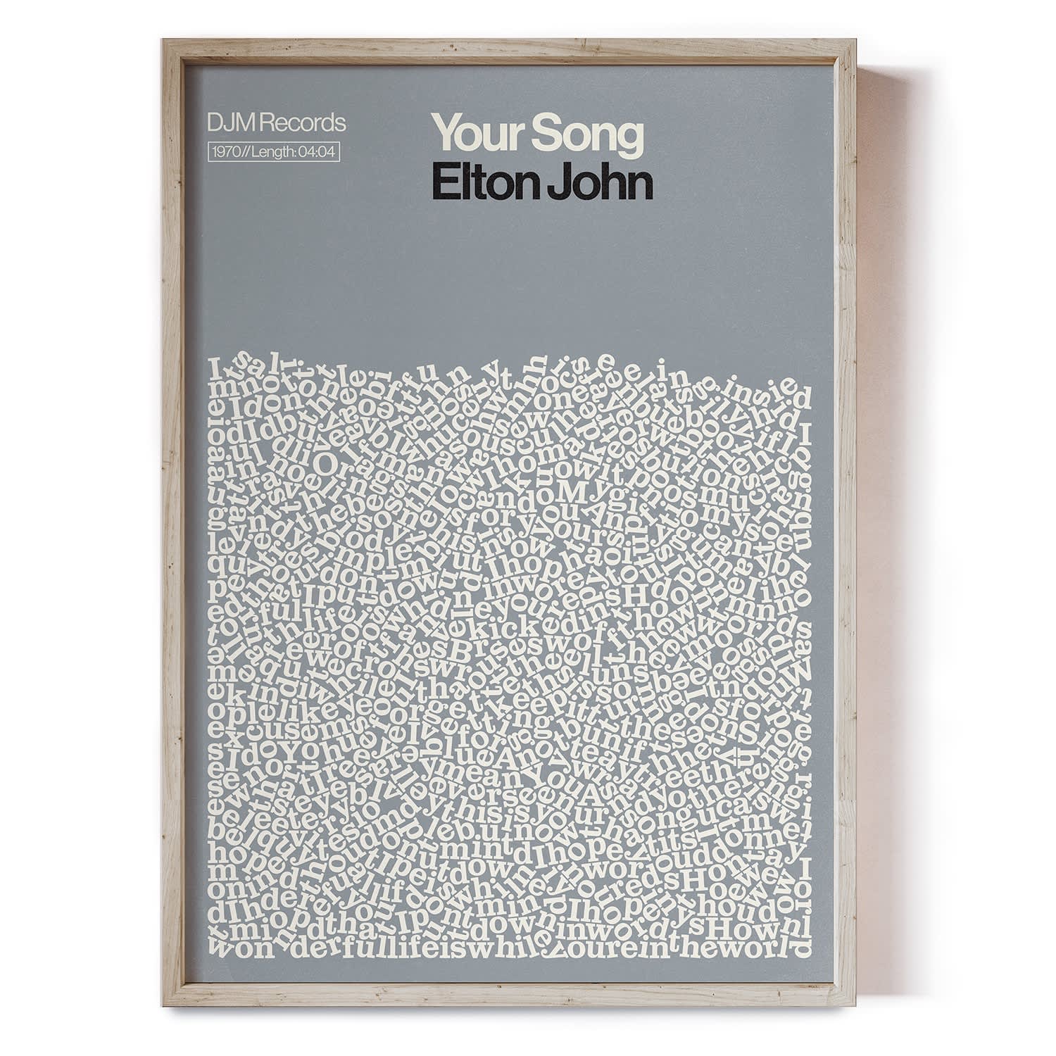 Your Song - Elton John Song Lyric Print | Reign & Hail | Wolf & Badger