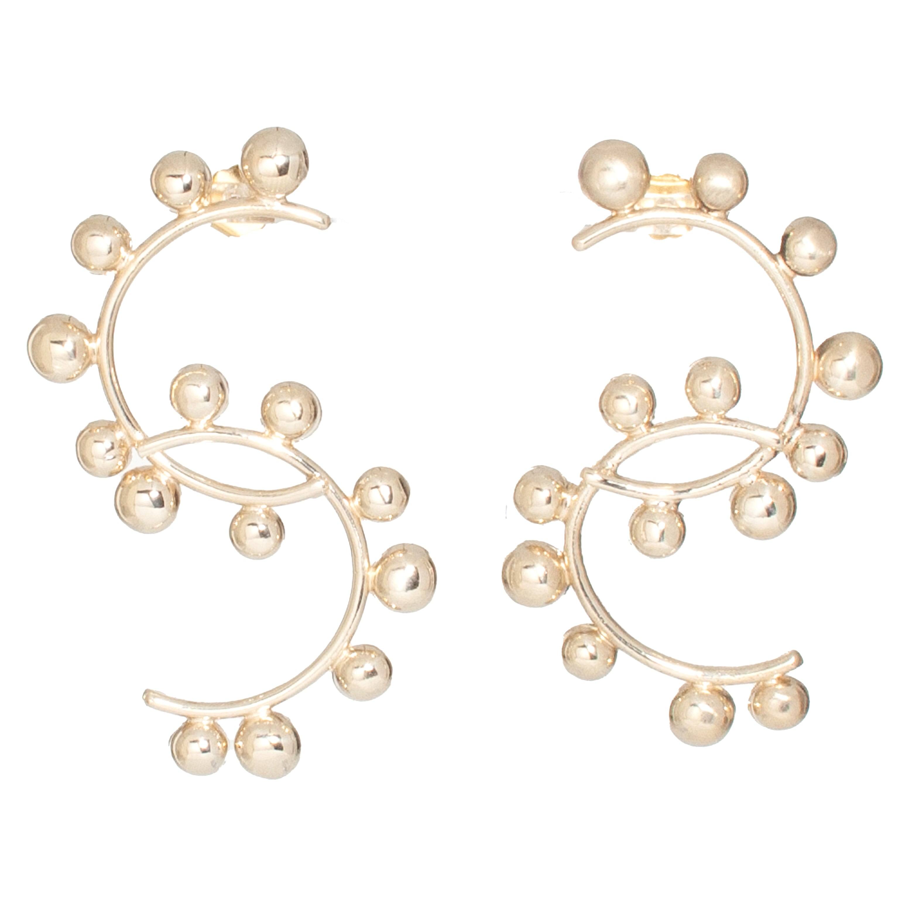 Castlecliff Women's Gold Crest Earrings – Sculptural Recycled Brass Earrings Inspired By Ocean Waves