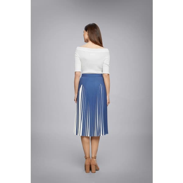 Rumour London Penelope Azure Blue Pleated Two-tone Midi Skirt In Midi