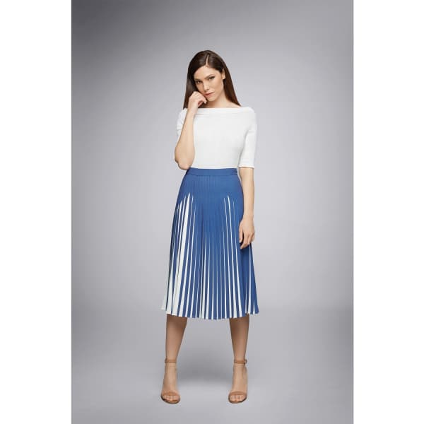 Rumour London Penelope Azure Blue Pleated Two-tone Midi Skirt In Midi