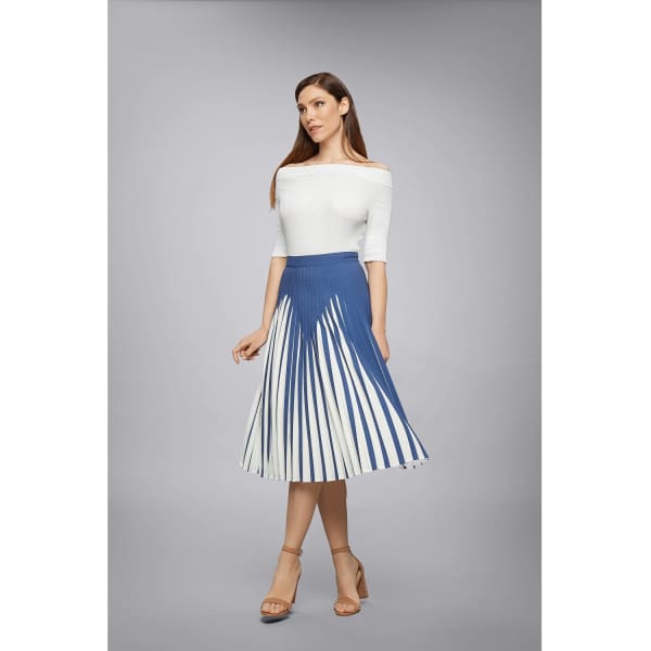 Rumour London Penelope Azure Blue Pleated Two-tone Midi Skirt In Midi